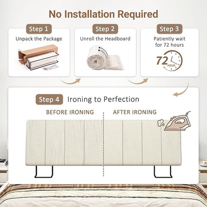 King Size Headboard Only-No Assembly, Upholstered Headboard King Size Linen Fabric Modern Style Headboards Extra-Thick, Beige