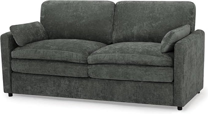 69” Chenille Love seat Sofa w/Arm Pillows, Upholstered 2 Seater Sofa w/Comfortable Back Cushions, Modern 2 Seats Couch w/High-Density Foam for Living Room, Apartment, Office, Grey