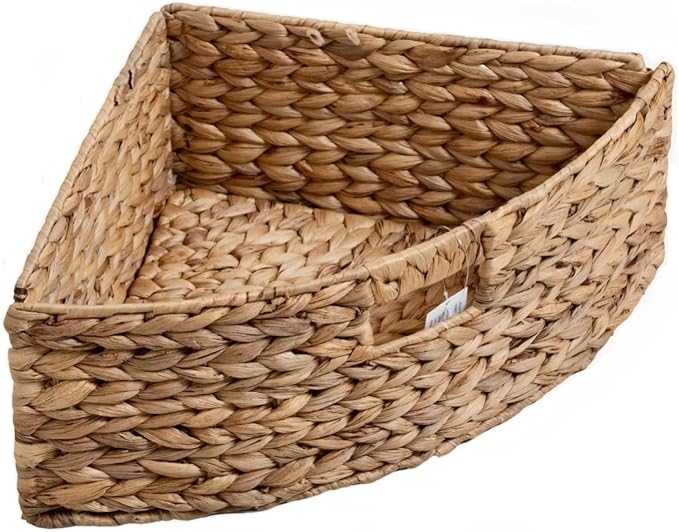 eHemco Hampton Meadows 5 Tier X-Side Corner Storage Cabinet, Black | 5 Wicker Baskets