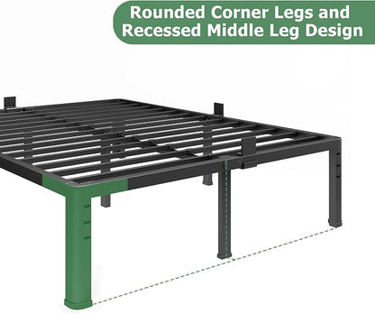 NKZ 18 Inch Metal Platform Bed Frame, California King Size Bed Frame with Round Corner Legs, 3,500 lbs Heavy Duty Steel Slats Support, No Box Spring Needed, Easy Assembly, Noise Free