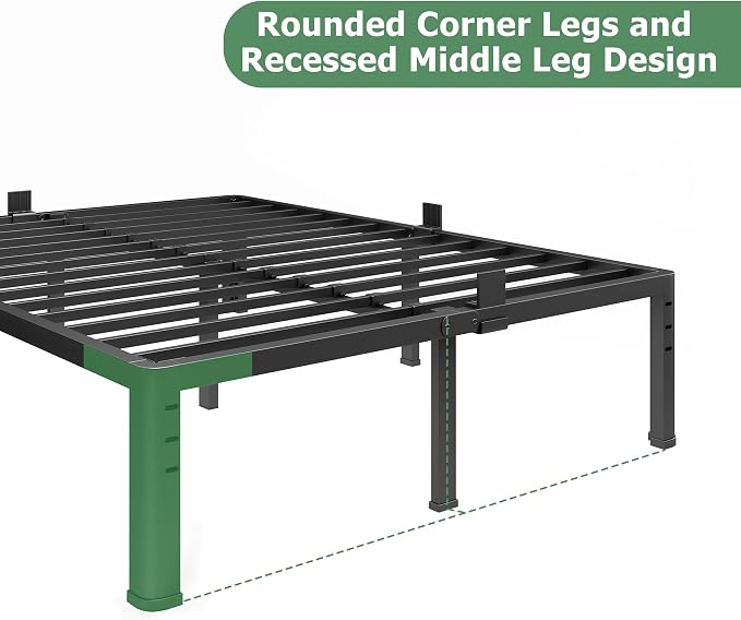 NKZ 18 Inch Metal Platform Bed Frame, Twin Size Bed Frame with Round Corner Legs, 3,500 lbs Heavy Duty Steel Slats Support, No Box Spring Needed, Easy Assembly, Noise Free