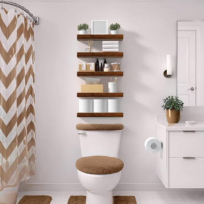 Sorbus Floating Shelves for Wall – 16 Inch Floating Shelf for Kitchen, Bedroom, Living Room, Bathroom, Home & Wall Decor - Mounted Bathroom Shelves with Invisible Brackets (Walnut, 5 Pack)