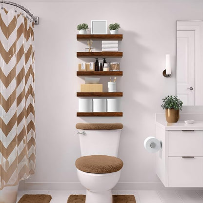 Sorbus Floating Shelves for Wall – 16 Inch Floating Shelf for Kitchen, Bedroom, Living Room, Bathroom, Home & Wall Decor - Mounted Bathroom Shelves with Invisible Brackets (Walnut, 3 Pack)