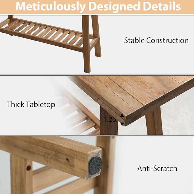 HOKYHOKY Reclaimed Solid Wood Bench-43.3" Farmhouse Entryway Bench with Storage Shelf, Narrow Rustic Bench for Hallway, Kitchen, Bedroom, Dining