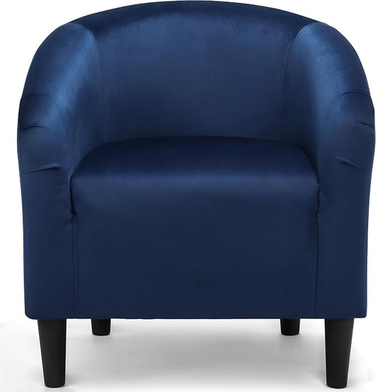 Topeakmart Velvet Accent Chair, Modern Club Chair Upholstered Armchair with Solid Legs Comfy Sofa Chair for Living Room/Bedroom/Waiting Room, Navy Blue