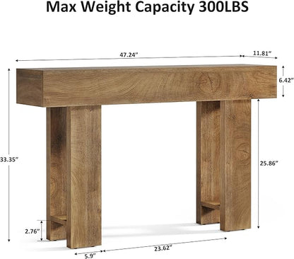 Cealform Console Tables for Entryway, 47.2 Inches Long Sofa Table Behind Couch, Farmhouse Wooden Style Entry Way Table for Living Room, Hallway, Entrance, Foyer (Light Brown)