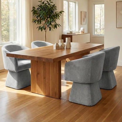 VKNOW Upholstered Swivel Dining Chairs Set of 1, Modern Dining Room Chairs with Barrel Back, Accent Arm Chair for Dining Room, Living Room, Bedroom, Vanity, Gray