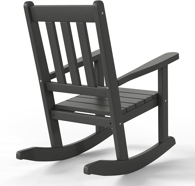 Costaelm Paradise Kids Outdoor Preschool HDPE Plastic Rocking Chair (Set of 2), Gray