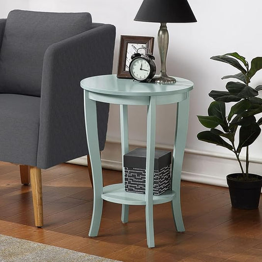 Convenience Concepts American Heritage Round End Table with Shelf, Sea Foam