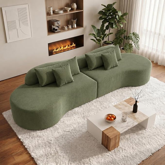 Oversized Modern Curved Cloud Couch Sectional, Boneless Compression Sofa, Modular Sectional Couches, High Density Foam Deep seat Couch with Pillows, Corduroy Sofa for Living Room Office