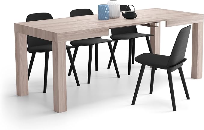 Mobili Fiver, First Extendable Table, 47.2(78.7) x31.5 in, Oak, for 6-8 People, Expandable Dining Table for Kitchen, Living Room, Italian Furniture