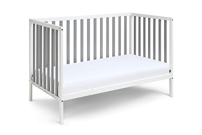 Baby Cache Deux Remi Island 3-in-1 Convertible Baby Crib (Do Re Me) White & Gray
