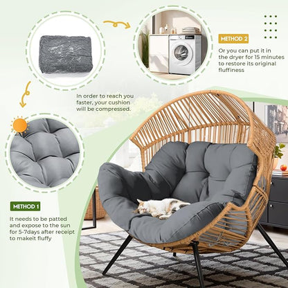 DANGHOOGY Egg Chair Cushion, Waterproof Outdoor Egg Replacement Cushions, Patio Chair Cushions for Outdoor Funiture, Thickened Hanging Chair Cushion, 35x47x7 Inches (Grey)
