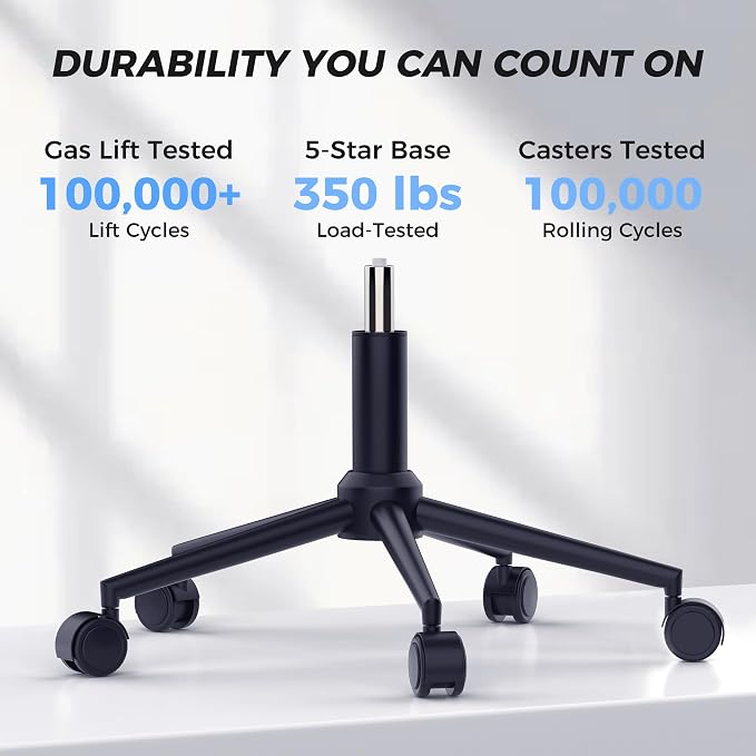 CYKOV Ergonomic Office Chair with Footrest - Adjustable Lumbar Support & Headrest, 90-135° Reclining Mesh Back Computer Chair - Home Office/Gaming, 350lbs Capacity