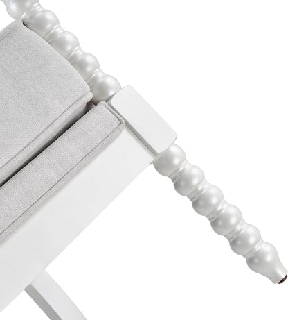 Morden Fort Linen Fabric Spindle Accent Chairs Set of 2, French Style Chairs with High Resilience Spring Cushion and Armrest Pads, Leisure Armchair for Living Room Bedroom Farmhouse Office Balcony