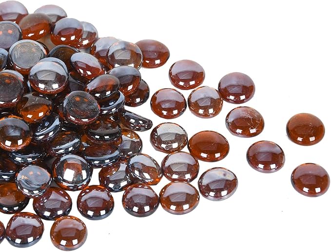 GasSaf 3/4 Inch Glass Fire Rocks Drop Beads for Gas Fire Pit Fireplace, Replaces Existing Gas Logs & Lava Rocks(20 Pound)(Amber Luster)
