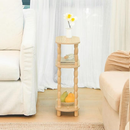 MaxSmeo Narrow End Table, Small Narrow Side Table for Small Spaces, 3-Tier Skinny End Table Nightstand for Bedroom, Living Room and Office (Natural)