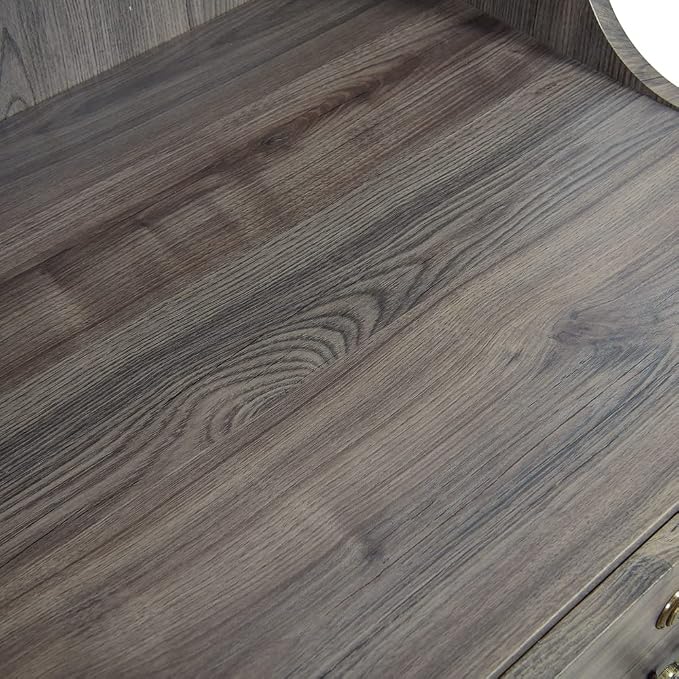 Dir Reception Desk, Receptionist Area Counter for Lobby, Salon, Office Spas with Lights Valencia, Rustic