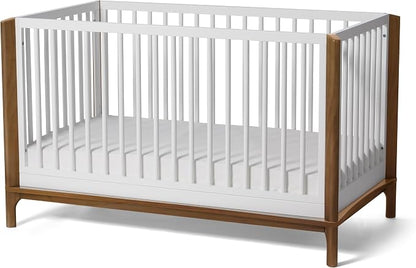 Little Seeds Laurel 4-in-1 Convertible Baby Crib to Toddler Bed in White/Chestnut