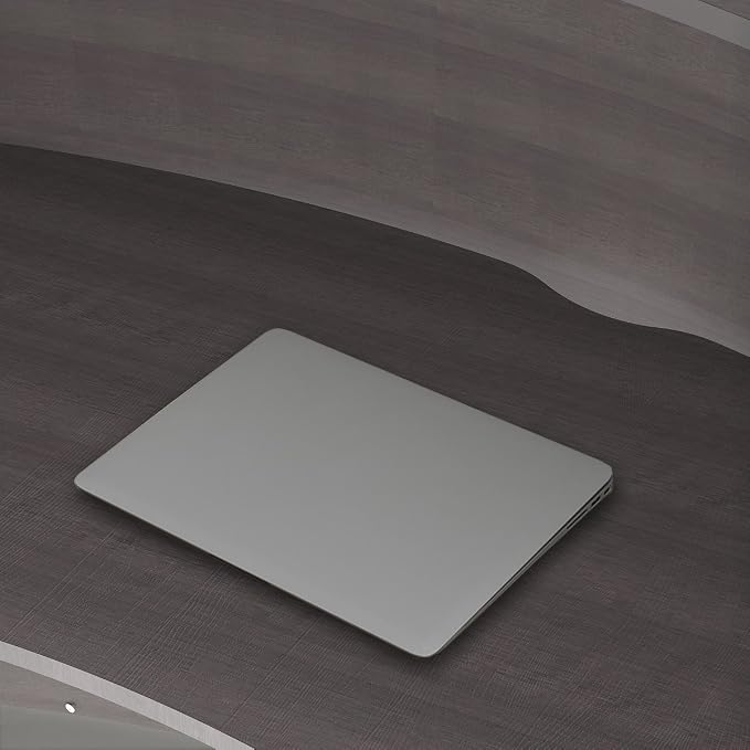 Linea Italia Curved Modern Office Desk Easy to Assembly Single Unit Reception Counter for Lobby, Salon, 70" x 27", Mocha