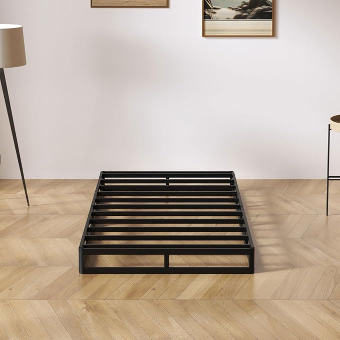 SHOANED Twin XL Metal Box Springs - 5 Inch Low Profile Heavy Duty Black Basics Bed Base Non Slip Box Spring Mattress Foundation, Easy Assembly, No Noise