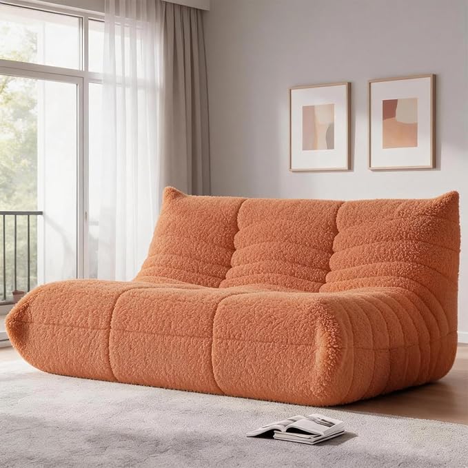 WHGBJA Bean Bag Chairs for Adults with Memory Foam Couch, Loveseat Sofa Chair for Bedroom, Living Room, Reading, Gaming Floor Sofa Couch, Boneless, Comfy