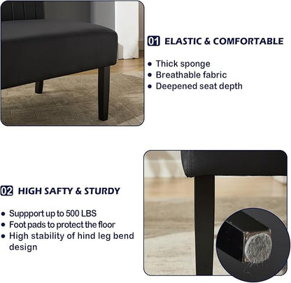 STHOUYN 43" W Mini Small Black Leather Couch Armless Loveseat Sofa for Bedroom with USB Port, Small Couches for SmallSpaces Living Room, Apartment Office Dorm (Black)