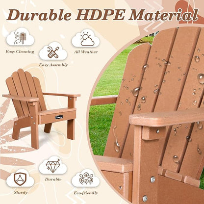 Kids Outdoor Chair, Kids Adirondack Chairs Set of 2, Toddler Outdoor Chair | CPC Certified, HDPE All Weather, Easy Assembly, Ergonomic Design, Fade Shield, Easy-Clean for Patio, Garden, Backyard, Beach