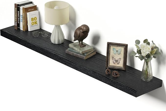 Vivelove Single Floating Shelves 48 Inches, 48 x 10 inch Deep x 1.8 in Thick, Long Wall Shelves Heavy Duty 80 lbs for Bedroom, Living Room, Kitchen, Office, Modern Shelf Book Home Decor, Black