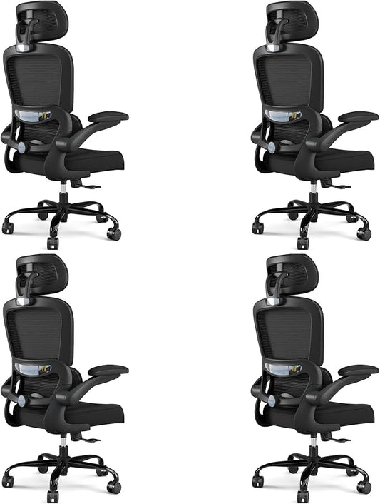 TRALT Office Chair Ergonomic Desk Chair, 330 LBS Home Mesh Office Desk Chairs with Wheels, Comfortable Gaming Chairs Pack of 4