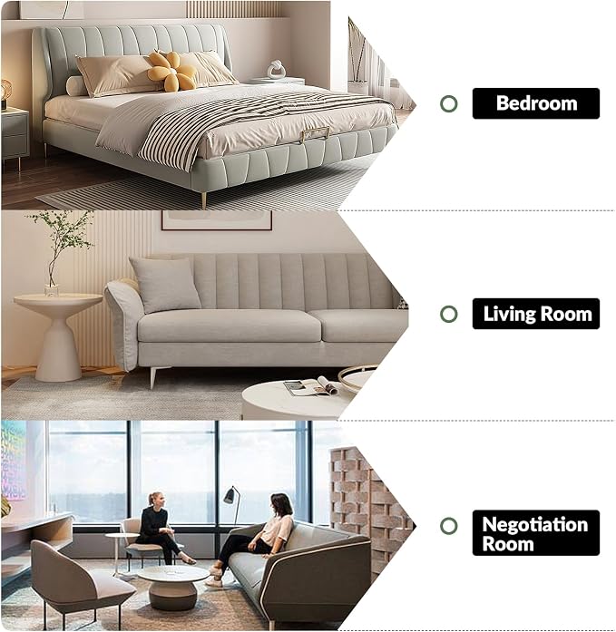 81" Genuine Leather Sofa, Classic 3-Seater Couchs with Wood Legs, Stylish & Comfortable Sofa for Living Room or Office, Easy Assembly and Maintain & Long-Lasting, Grey
