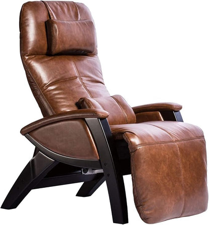 Svago ZGR Plus SV-395 Dual Power Infinite Position Zero Anti Gravity Recliner with Heat and Massage - Cognac Faux Leathe-Cognac-Standard Ground Curbside, Vinyl