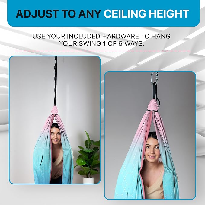 Indoor Sensory Swing for Kids or Outdoor – Holds 300lbs, Double-Layer, & 360° Swivel, Calming Compression Therapy Swing Hammock for Kids & Adults with All Hardware – Sensory-Motor Toys & Gifts
