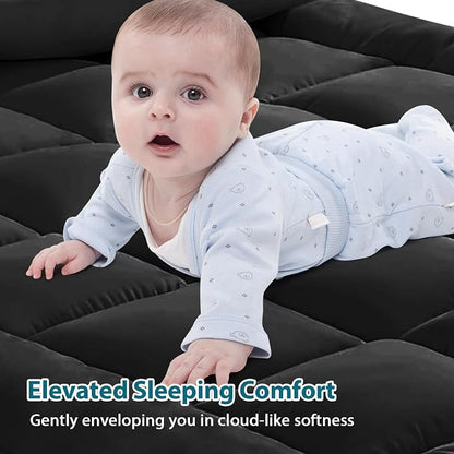 CYMULA Mattress Topper Queen Size - Extra Thick Cooling Mattress Pad Cover for Back Pain - Soft Mattress Protector Firm Bed Topper Pillow Top with 8-21 Inch Deep Pocket 3D Snow Down Alternative Fill