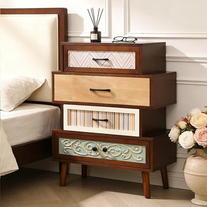 Ahokua Boho Accent Cabinet with Drawers, Narrow Storage Cabinet for Small Spaces, Multi-Drawer Chest for Entryway, Hallway or Living Room, 26"