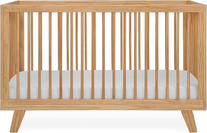 3-in-1 Astin Convertible Baby Crib - Including Toddler Guard Rail, Grows with Your Baby, Converts to Toddler Bed & Day Bed, 4 Adjustable Support Base Height | Natural with Guard Rail