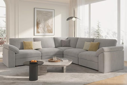 EASE MOOSE Oversized Modular Sectional Sofa, Extra Large L Shape Sectional Cloud Couch,Comfty Deep Seat Wide Modular Sofa for Living Room Removable Cover,Light Gray