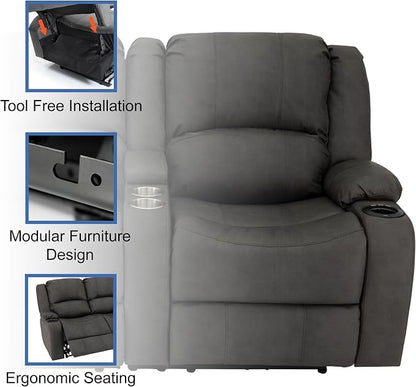 RecPro Charles 64" RV Wall Hugger Reclining Sofa | Gunmetal