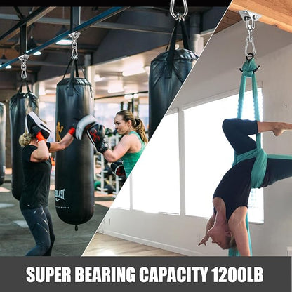 Hammock Hanging Kit, 2 Pack Hanging Chair Hardware 360°Rotating Hammock Hooks Heavy Duty, Hammock Chair Hanging Kit & Swing Ceiling Hook Snap for Hammock Chair,Heavy Bag,Seat,Yoga,Gym,1000 lb Capacity