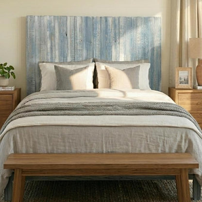 Barn Walls Twin Wood Headboard - Blue Powderwash Farmhouse Design - Wall Mounted Floating Headboard for Twin Bed - Handcrafted Solid Wood - Easy No-Drill Installation