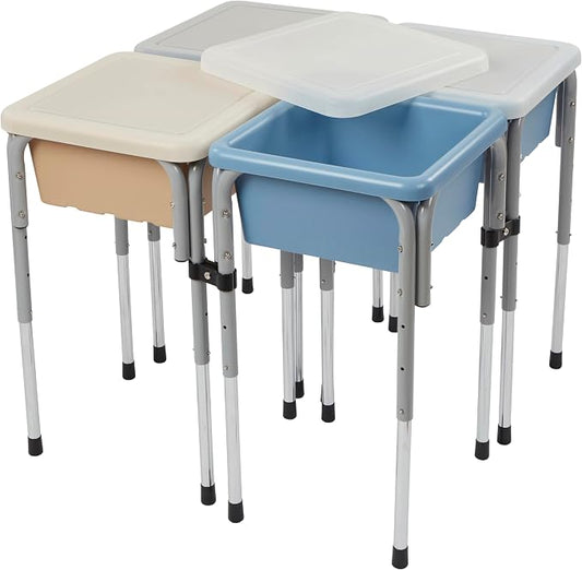 Back2School Express Adjustable Quad Sensory Tables with Lids, Children's Furniture, Sand/Powder Blue