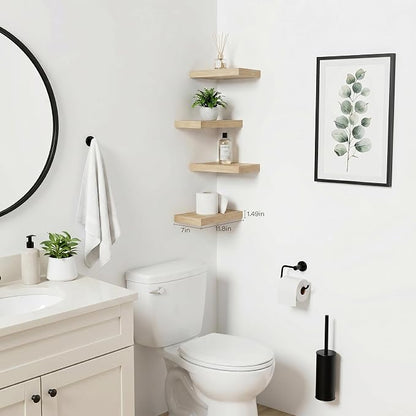 Oak Floating Shelves Set of 2,11.8 Inch Small Shelves for Walls,Wooden Shelf for Bathroom Over Toilet, Kitchen & Bedroom