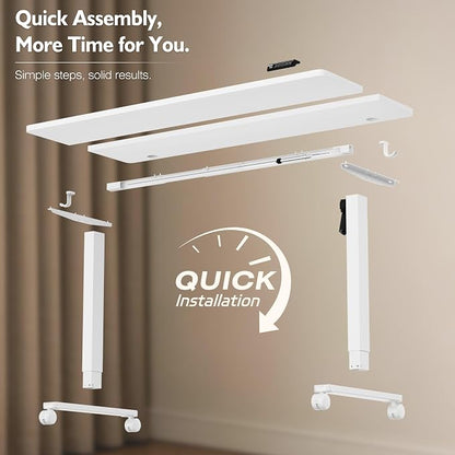 Monomi 59 inch Electric Standing Desk with Memory Preset, Adjustable Height Standing Desk for Home Office & Gaming, Large Computer Desk with Anti-Collision, White