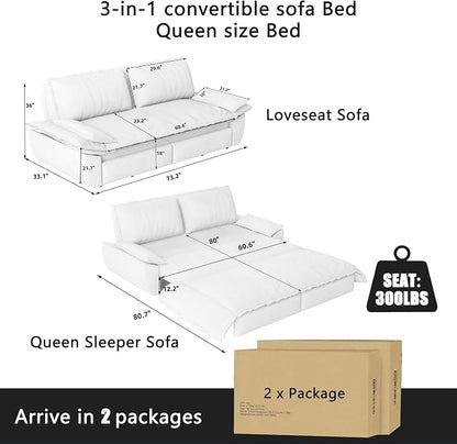 70.1" Sofa Bed Queen Size, Pull Out Couch Bed, 3-in-1 Convertible Sleeper Sofa with Cushion Armrest, Modern Velvet Futon Couch for Living Room, Small Space, Apartment, Bedroom, Black