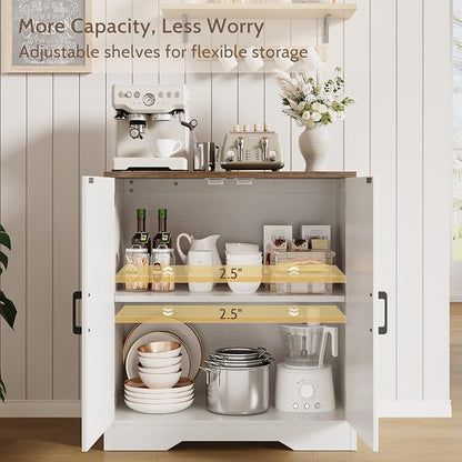 Sideboard Buffet Cabinet, Modern Farmhouse Kitchen Storage Cabinet, Small Modular Accent Cabinet Coffee Station Bar Media Console Table Credenza for Kitchen Dining Room, Living Room Entryway Hallway