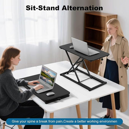 Height Adjustable Standing Desk Converter,Keyboard Riser for Stand Up Desk,Computer Keyboard Stand for Desktop,Portable Workstation Table for Home Office Black 23.6 Inch