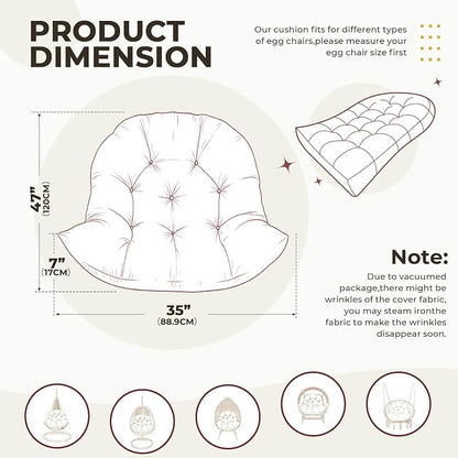 DANGHOOGY Egg Chair Cushion, Waterproof Outdoor Egg Replacement Cushions, Patio Chair Cushions for Outdoor Funiture, Thickened Hanging Chair Cushion, 35x47x7 Inches (Red)