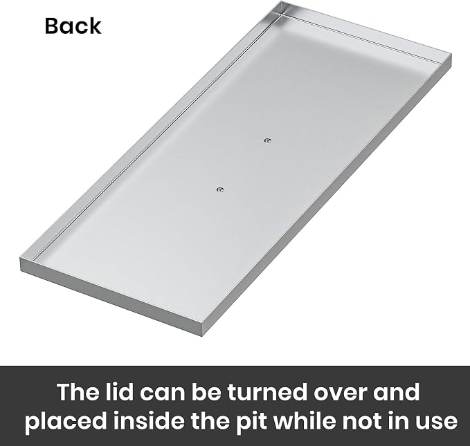 Stanbroil Fire Pit Burner Pan Cover 27" x 11", Fits 24 x 8 Inches Rectangular Drop-in Burner Pan, Stainless Steel
