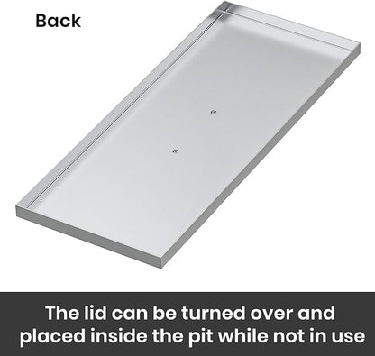 Stanbroil Fire Pit Burner Pan Cover 27" x 11", Fits 24 x 8 Inches Rectangular Drop-in Burner Pan, Stainless Steel