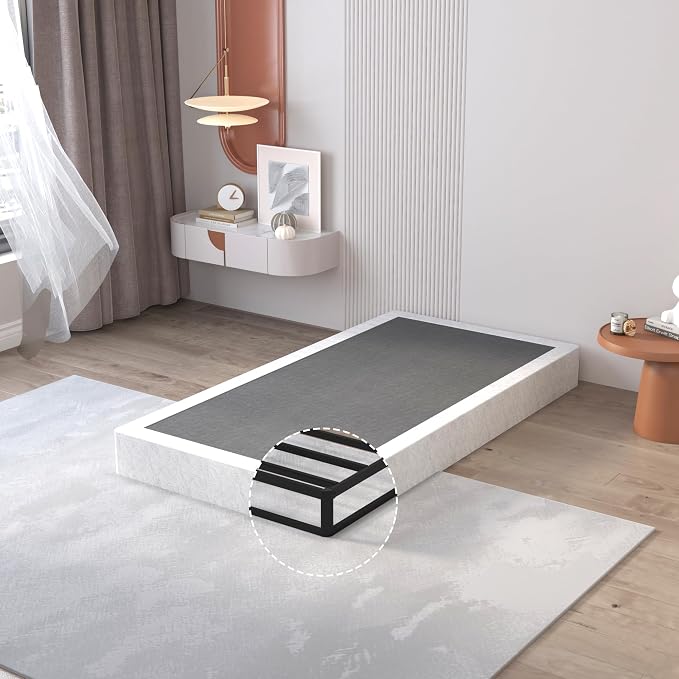 OSASET Full Box Spring, 8Inch Metal Full Size Box Spring Only, Heavy Duty Metal Frame Mattress Foundation Support for 3000lbs, Easy Assembly, Noise Free, Non Slip